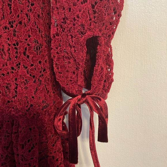 Free People Jenny Trapeze Swing Dress Crochet Lace Red - Picture 9 of 11